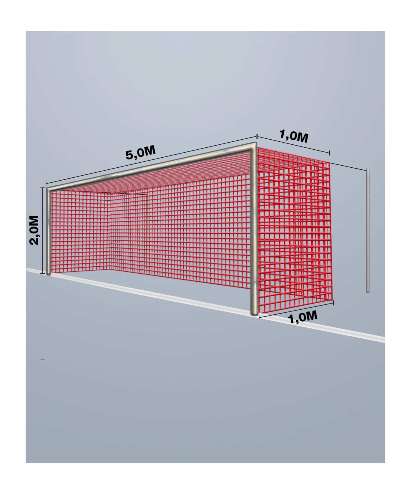 Cawila Tornetz 5,15x2,05m | Tiefe 1,0x1,0m | Maschenweite 12cm | Stärke 4mm | rot