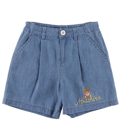 Moschino T-Shirt/Jeansshorts - Weiß/Blau m. Logo/Gold