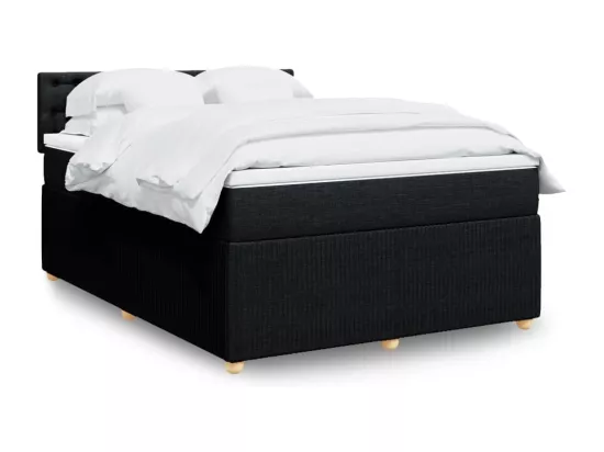 Sommier à lattes de lit avec matelas Noir 160x200 cm Tissu