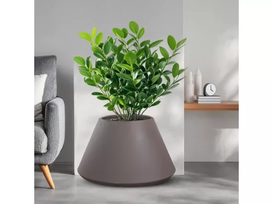 Vase en résine pour intérieur et extérieur pour plantes rond design conique d.60x35h Stromboli Tortora