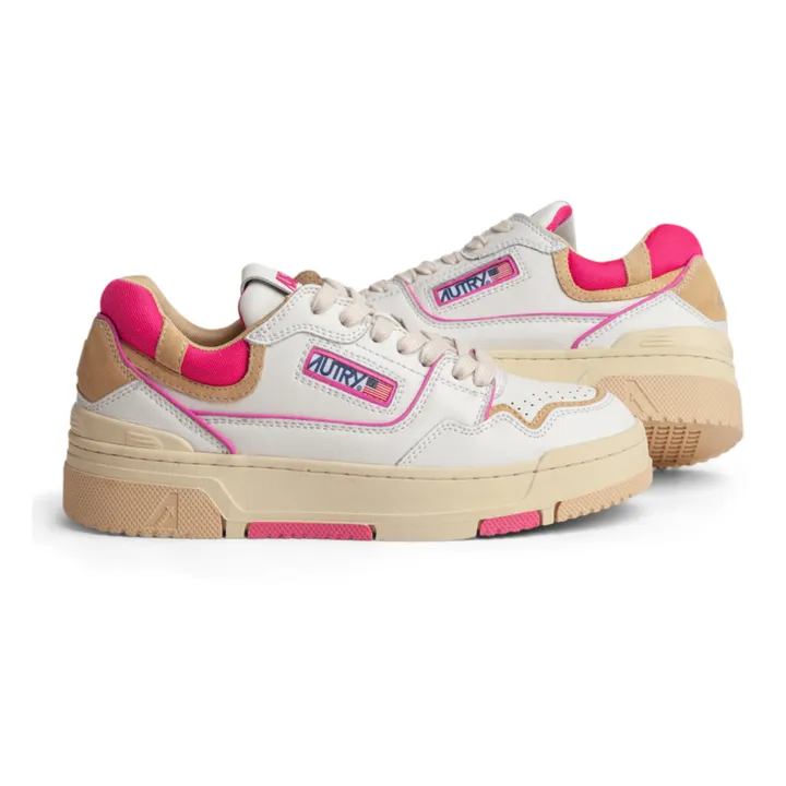 Autry Baskets CLC Low Cuir Bicolore | Rose fuschia