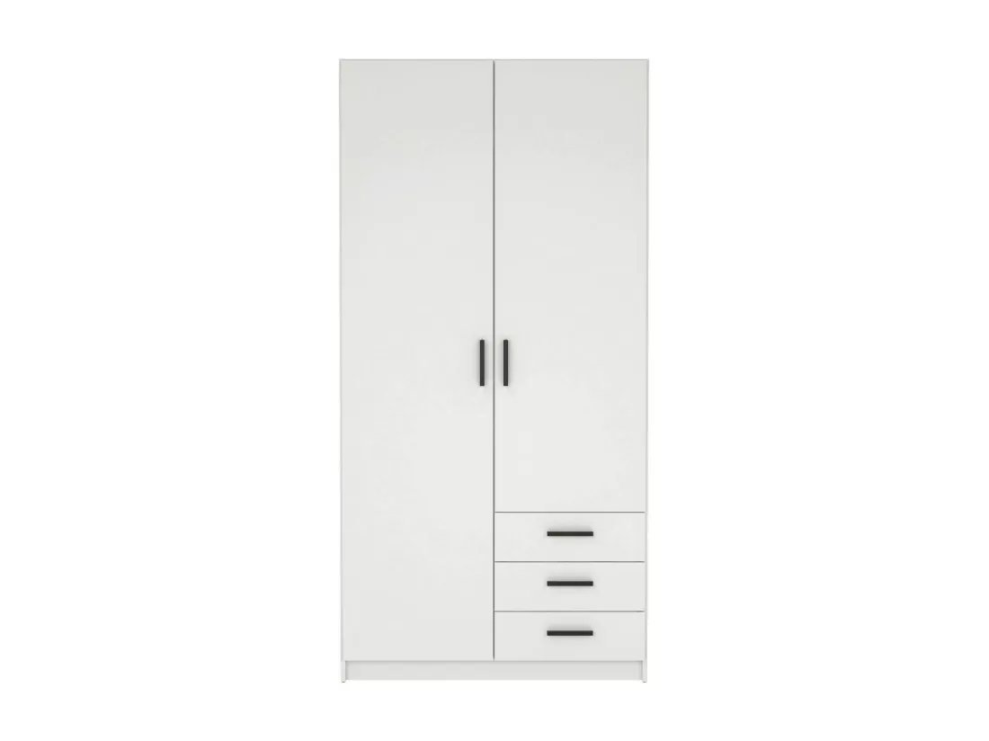 Garde-robe 2 portes Dscopon, Meubles de chambre, Penderie de plain-pied, Placard à vêtements, 99x50 h200 cm, Blanc