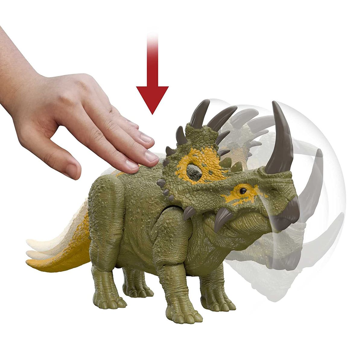 Mattel HDX43 - Jurassic World - Dominion - Roar Strikers - Sinoceratops, Dinosaurier Spielfigur