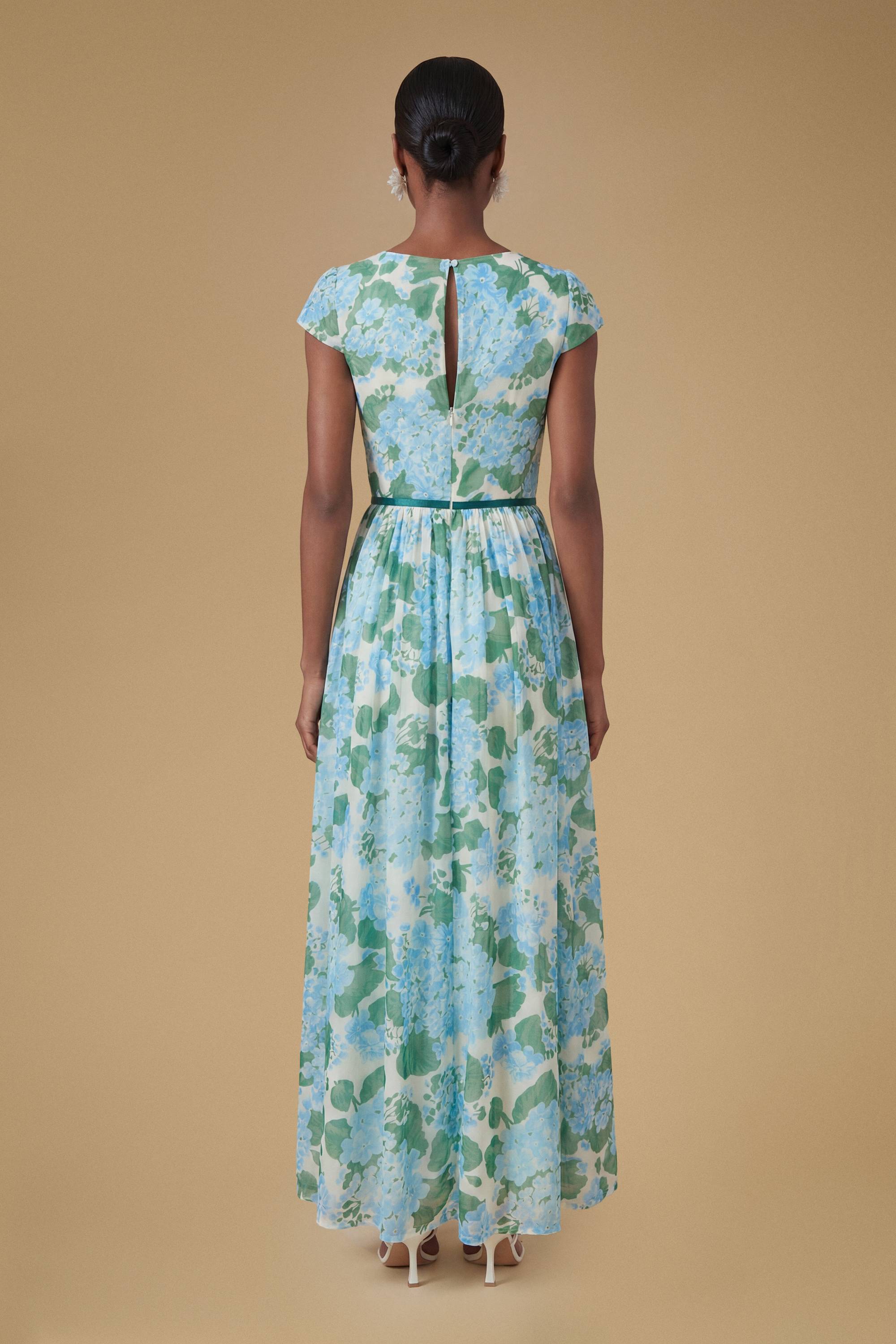 Oasis Robe Maxi En Mesh À Imprimé Hortensia Avec Manches Courtes