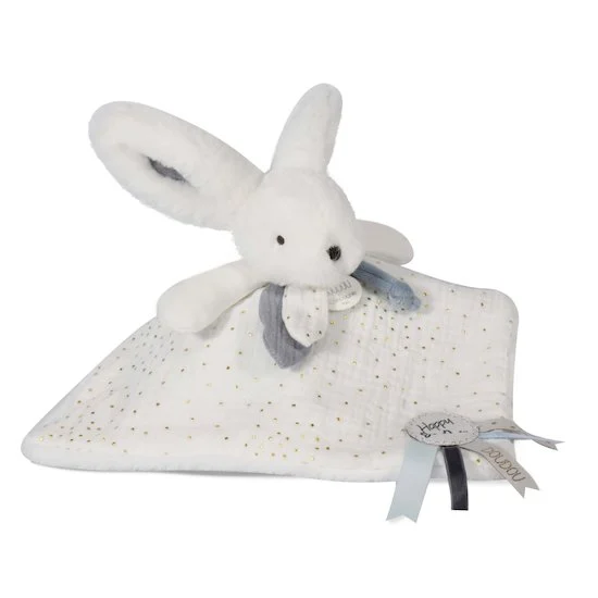 Doudou pompon   Happy Glossy blanc        de               Doudou et Compagnie