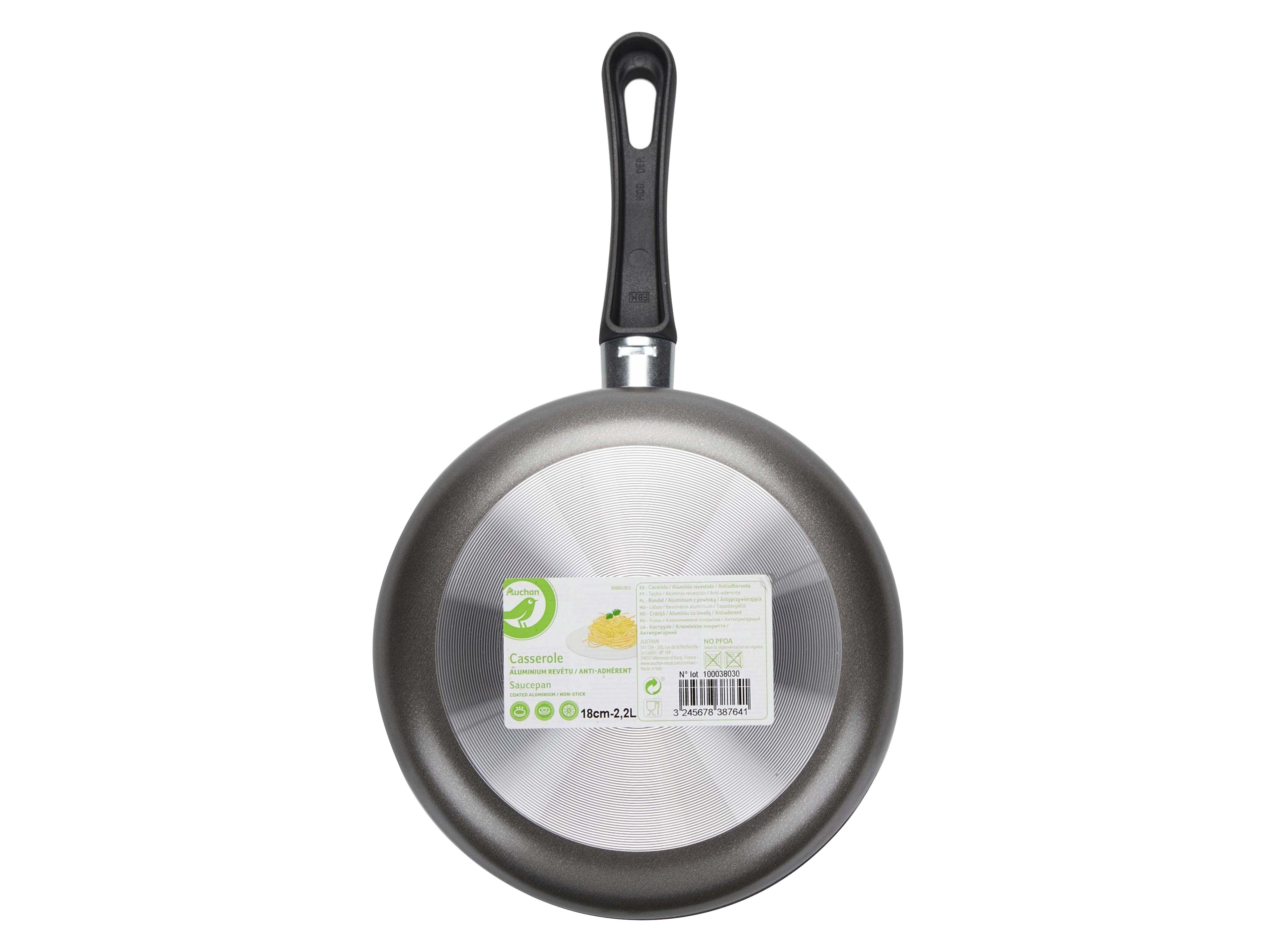 CAÇAROLA COM CABO AUCHAN ESSENCIAL NÃO APTO INDUÇÃO 18CM