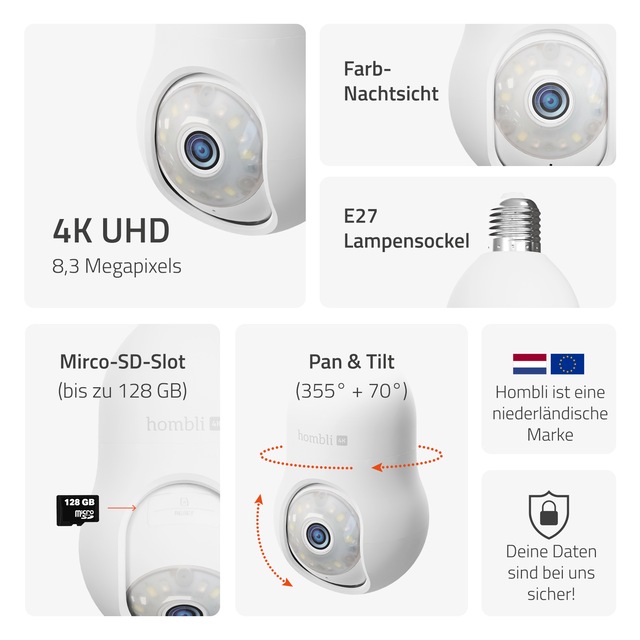 Hombli Überwachungskamera »Bulb Cam 4K« Aussenbereich