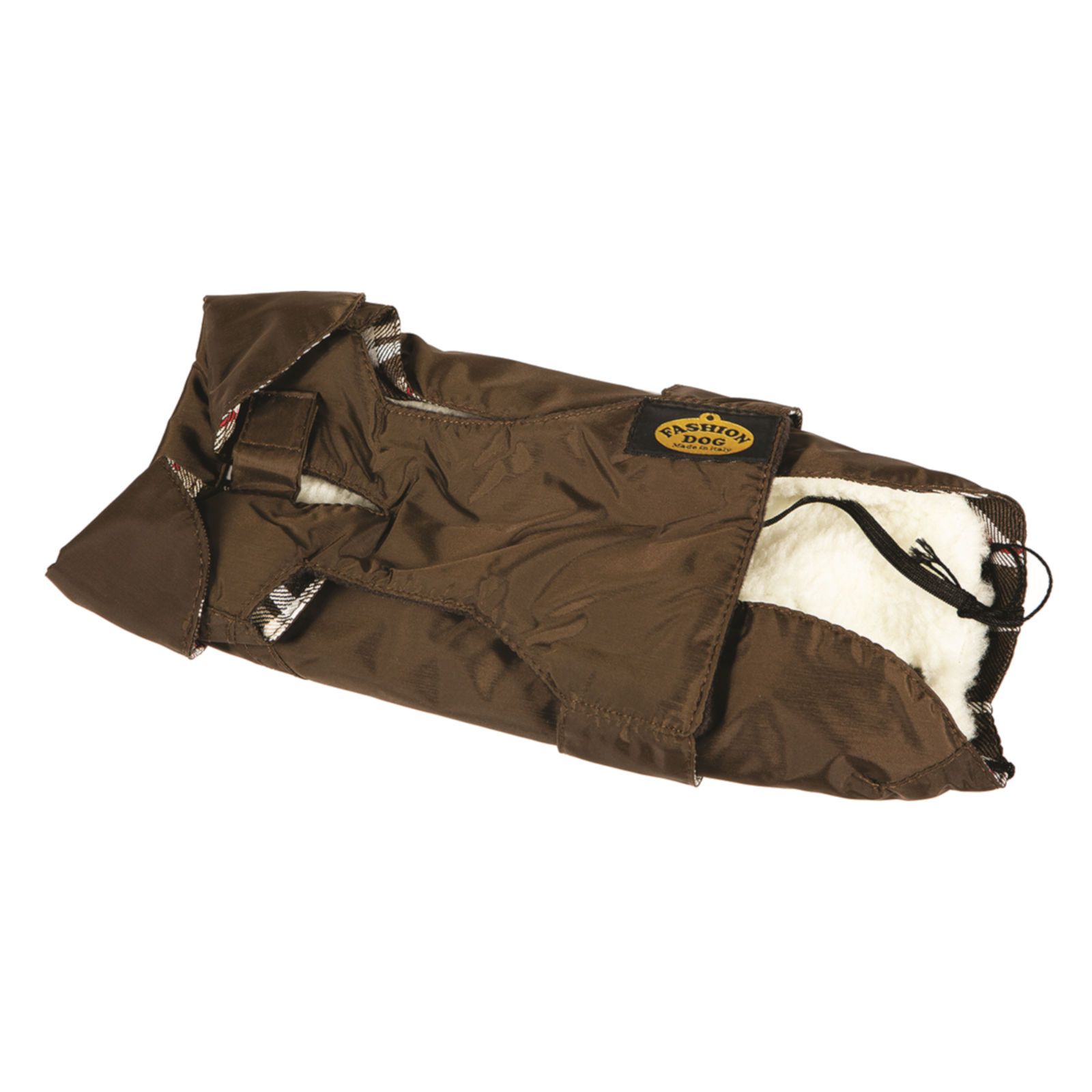 Fashion Dog Hundemantel mit Kunstpelz-Futter - Braun - 47 cm