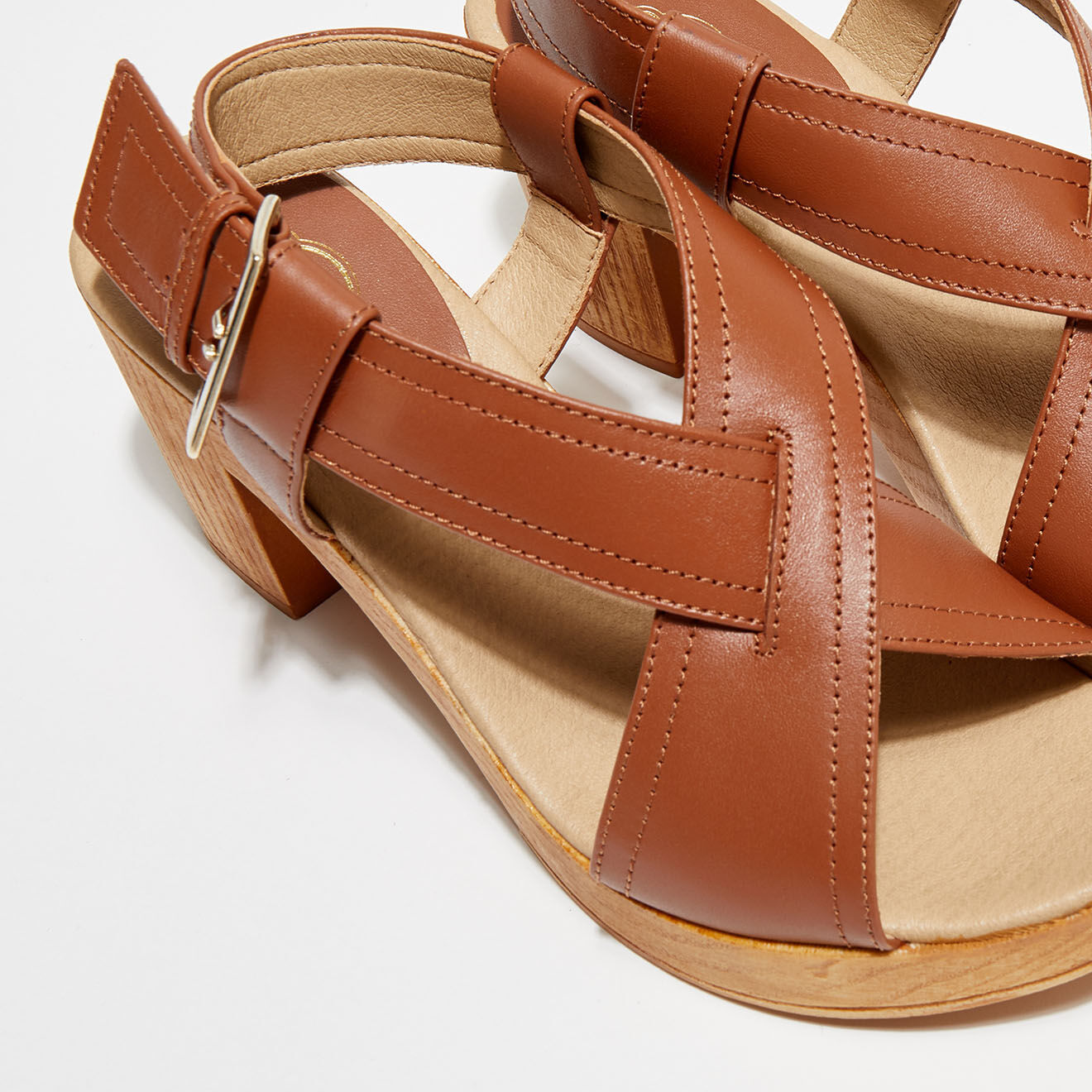 Apologie Studio Sandales en Cuir Layla marron - Talon 8 cm