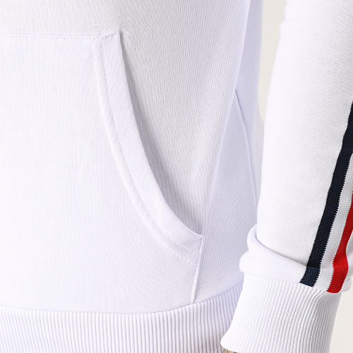 Sweat Capuche Avec Bandes Bleu Blanc Rouge 1300 Blanc