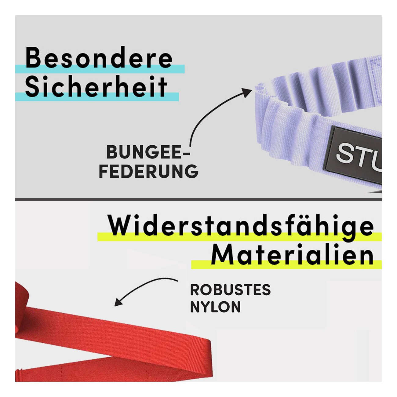 STUCH Universeller Bungee Autogurt für Hunde & Katzen türkis