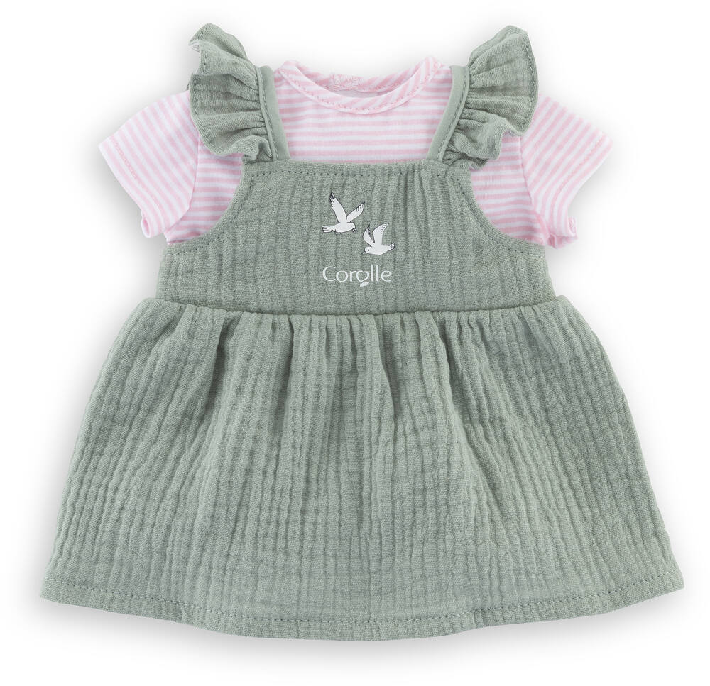BB36 - ROBE A VOLANTS ET T-SHIRT BORDS DE LOIRE POUR POUPON 36 CM - COROLLE VETEMENTS