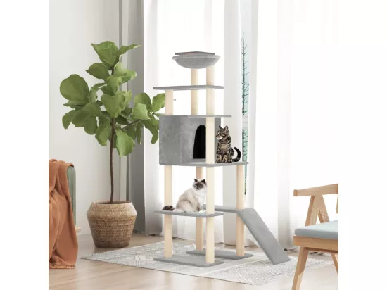 Arbre à chat avec griffoirs en sisal Gris clair 166 cm