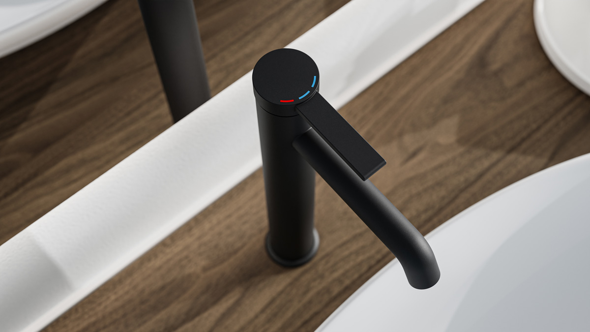 Schutte Los angeles hoge wastafelkraan zwart mat