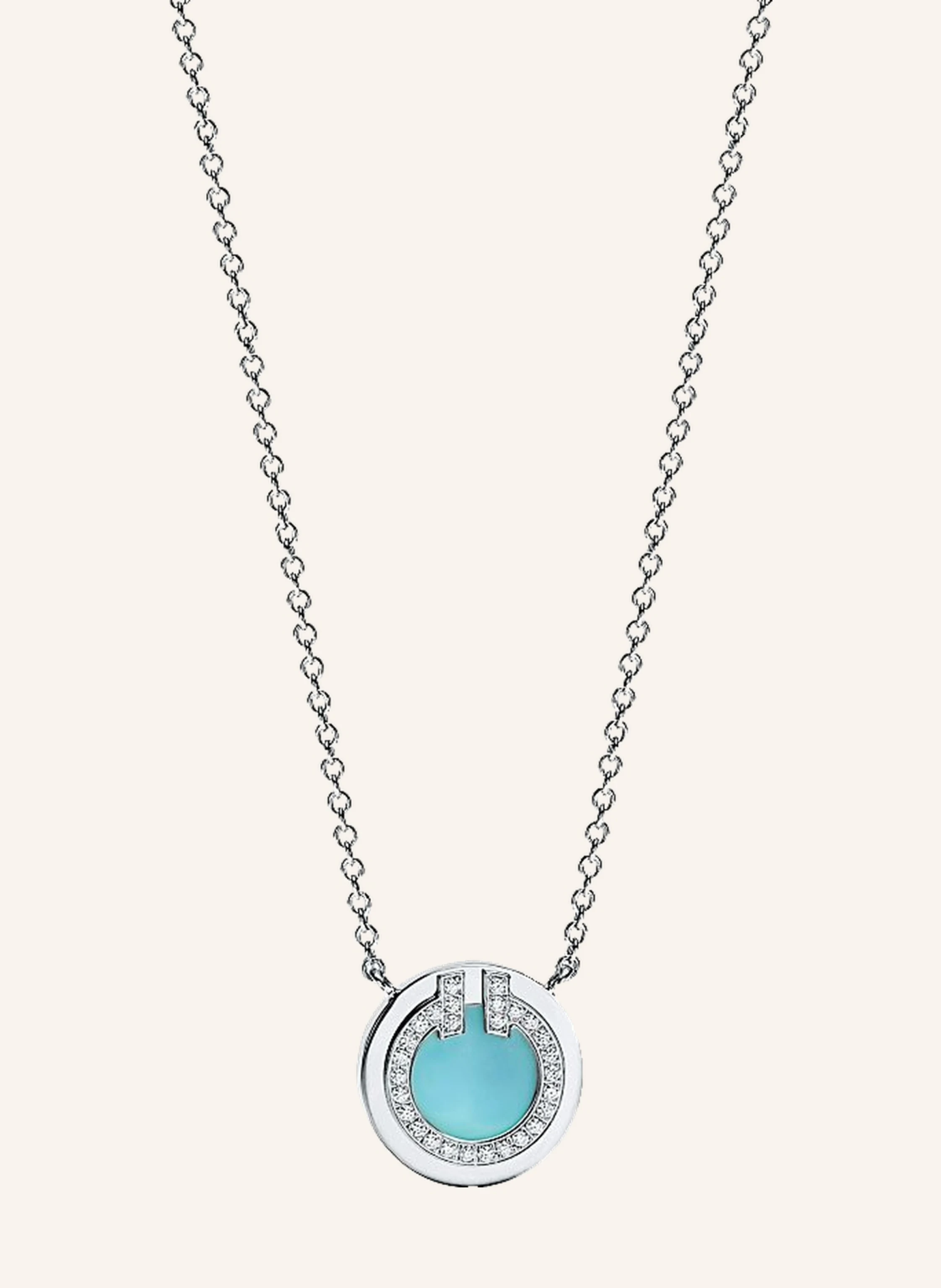 TIFFANY & Co. Tiffany T Circle HALSKETTE aus 18 Karat Weißgold mit Diamanten