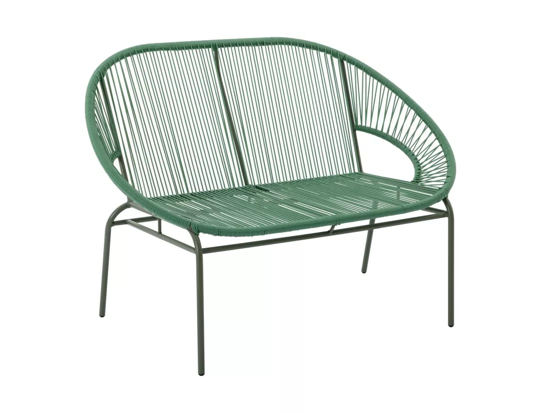 Salon de jardin en fils de résine tressés : 2 fauteuils, un banc et une table - Kaki - ALIOS III de MYLIA