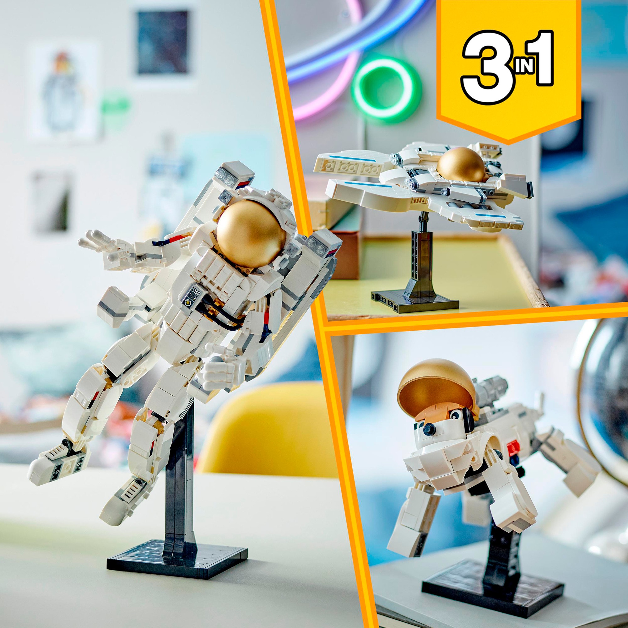LEGO Konstruktionsspielzeug Creator 3-in-1 Astronaut im Weltraum