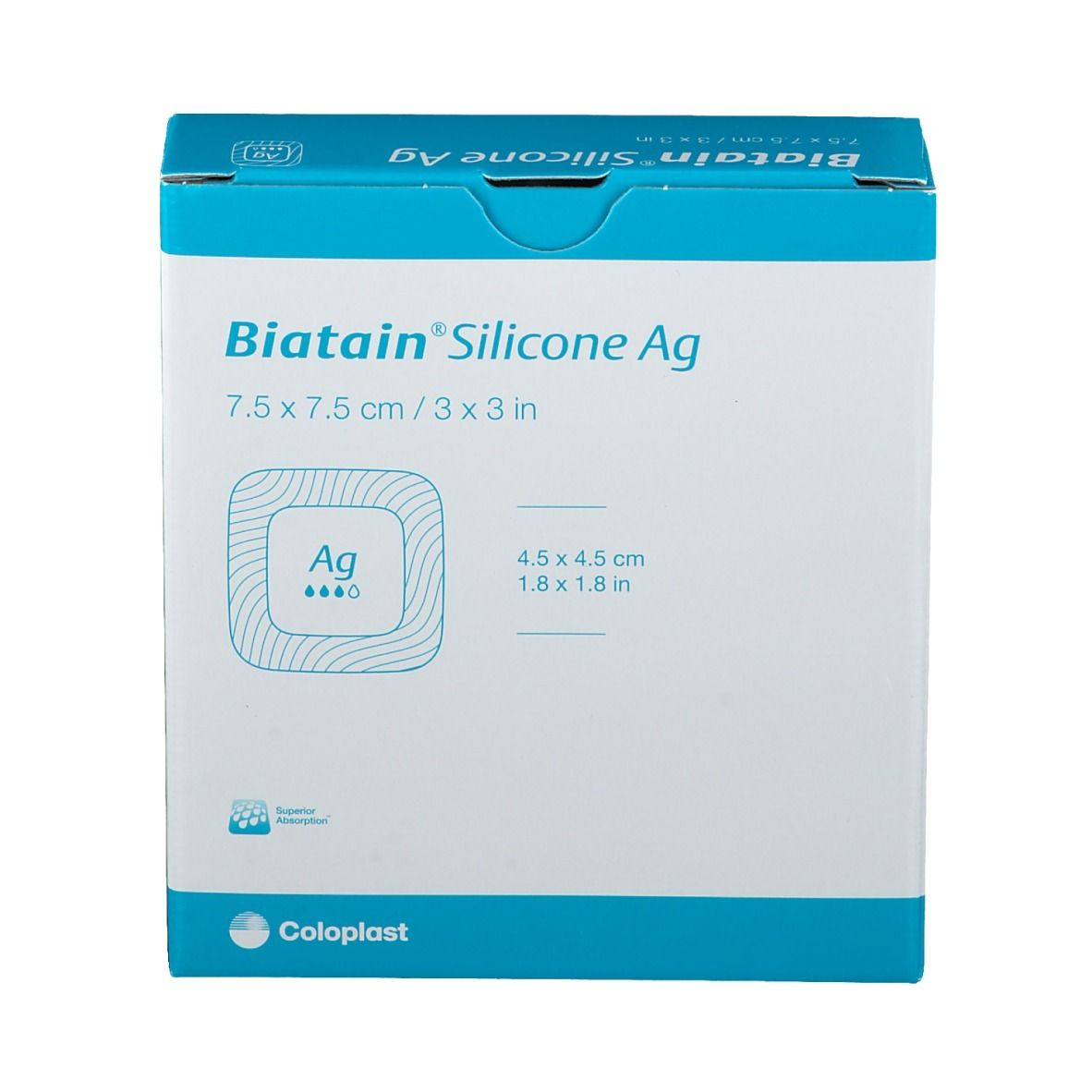 BIATAIN® Silicone Ag Schaumverband mit Silber 7,5 x 7,5 cm
