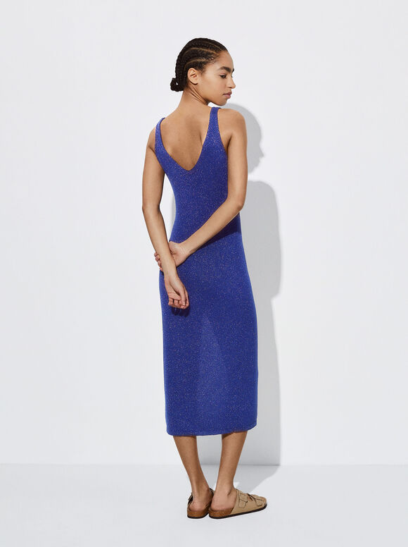Vestido de malha metálica - Azul marinho