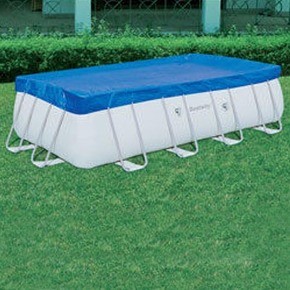 Bestway 56241GS Frame Pool Stahlrahmenbecken Set, 412 x 201 x 122 cm rechteckig mit Filterpumpe GS, hellgrau