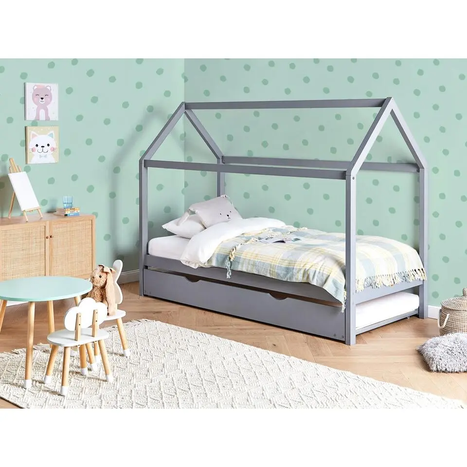 CRILLON - Onderschuifbed - Grijs - 90 x 200 - Hout