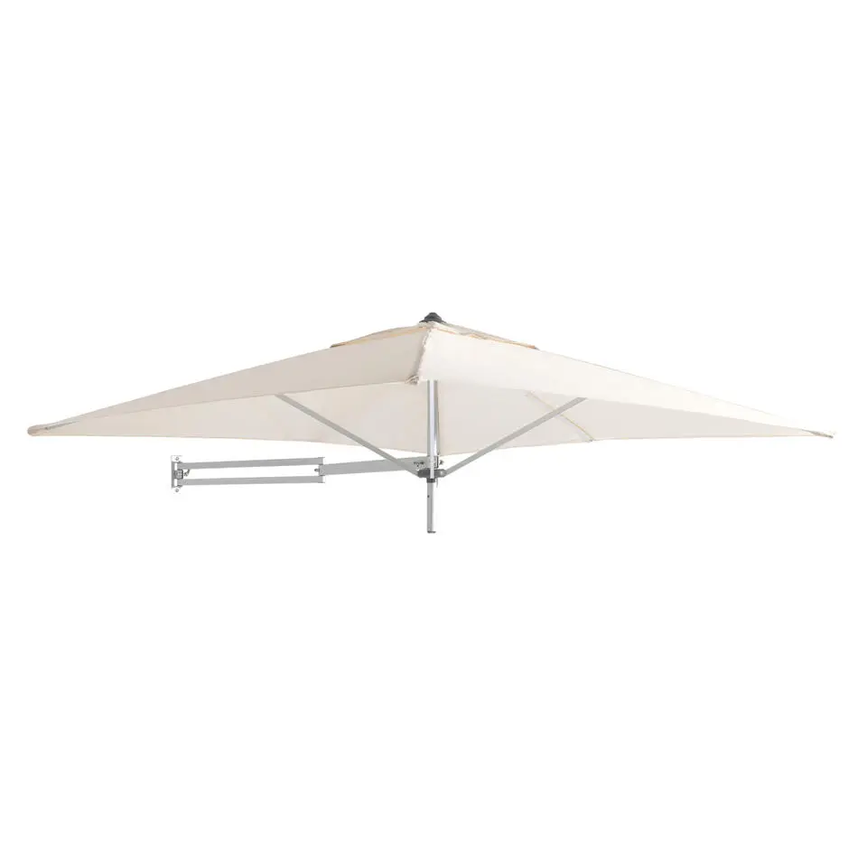 Muurparasol Vierkant - 200x200cm - met muurbevestiging - Ecru - Gebroken wit