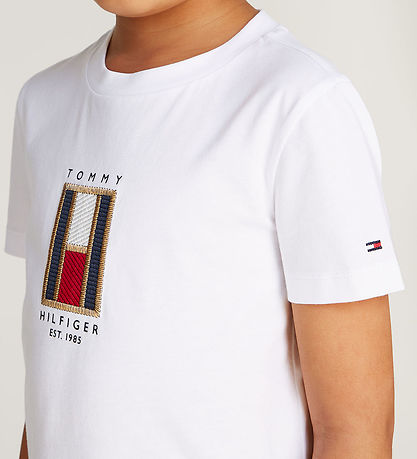 Tommy Hilfiger T-shirt - Flag EmbroideRød - Hvid
