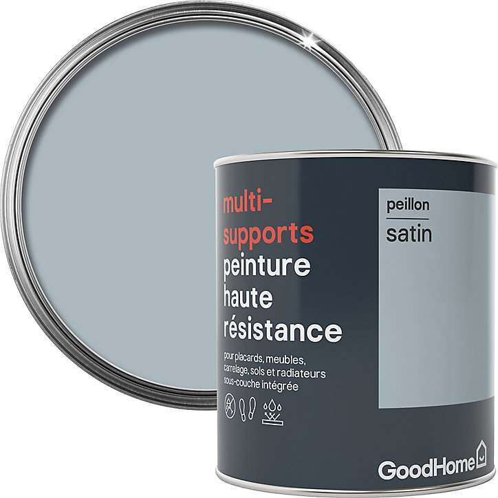 Peinture haute résistance multi-supports GoodHome bleu Peillon satin 0,75L