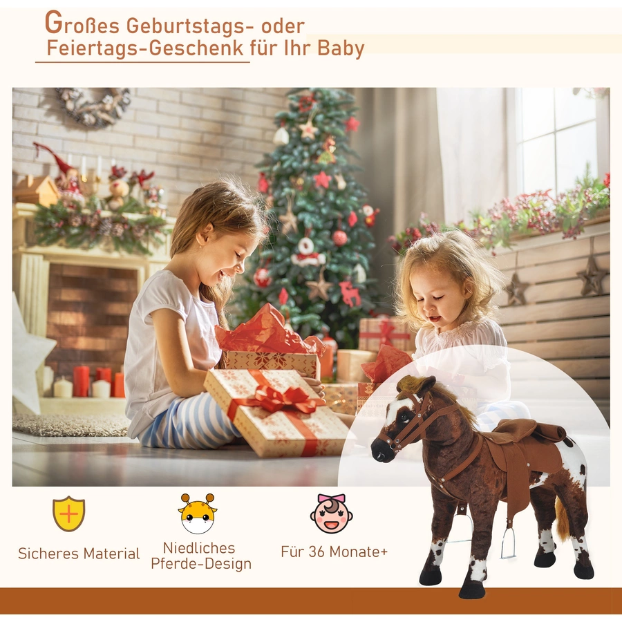 HOMCOM Kinder Reitpferd braun