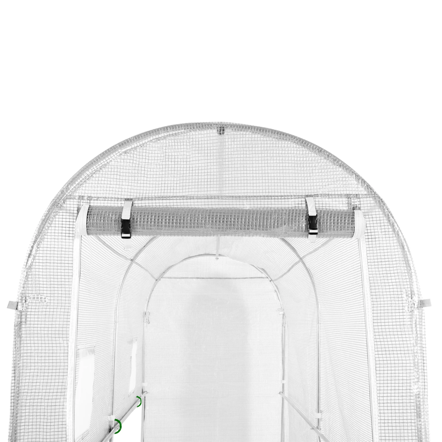 Serre à tomates relevable 3m² blanche 2 fenêtres avec moustiquaire et porte zippée