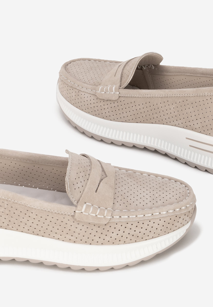 Mocassins femme en cuir beige Seliona
