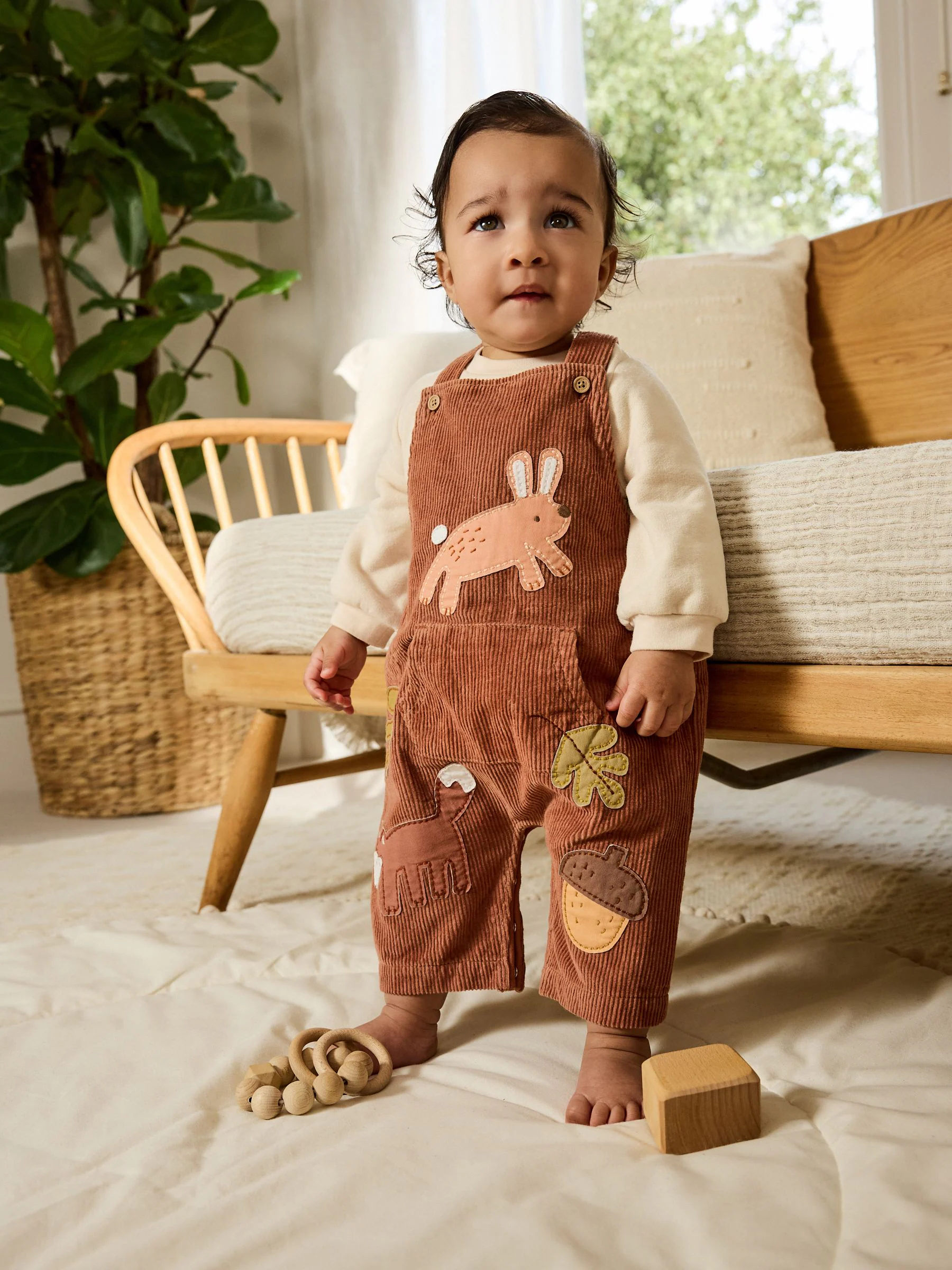 Bruin Woodland - Babyset van tuinbroek en rompertje (0mnd-2jr)