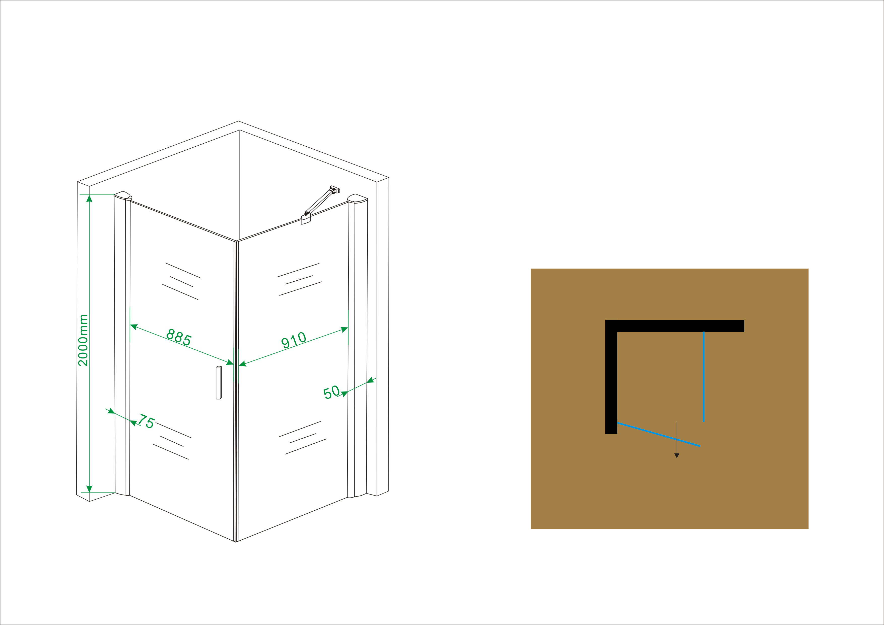 Mueller Super douchecabine 100x100cm Anti-kalk
