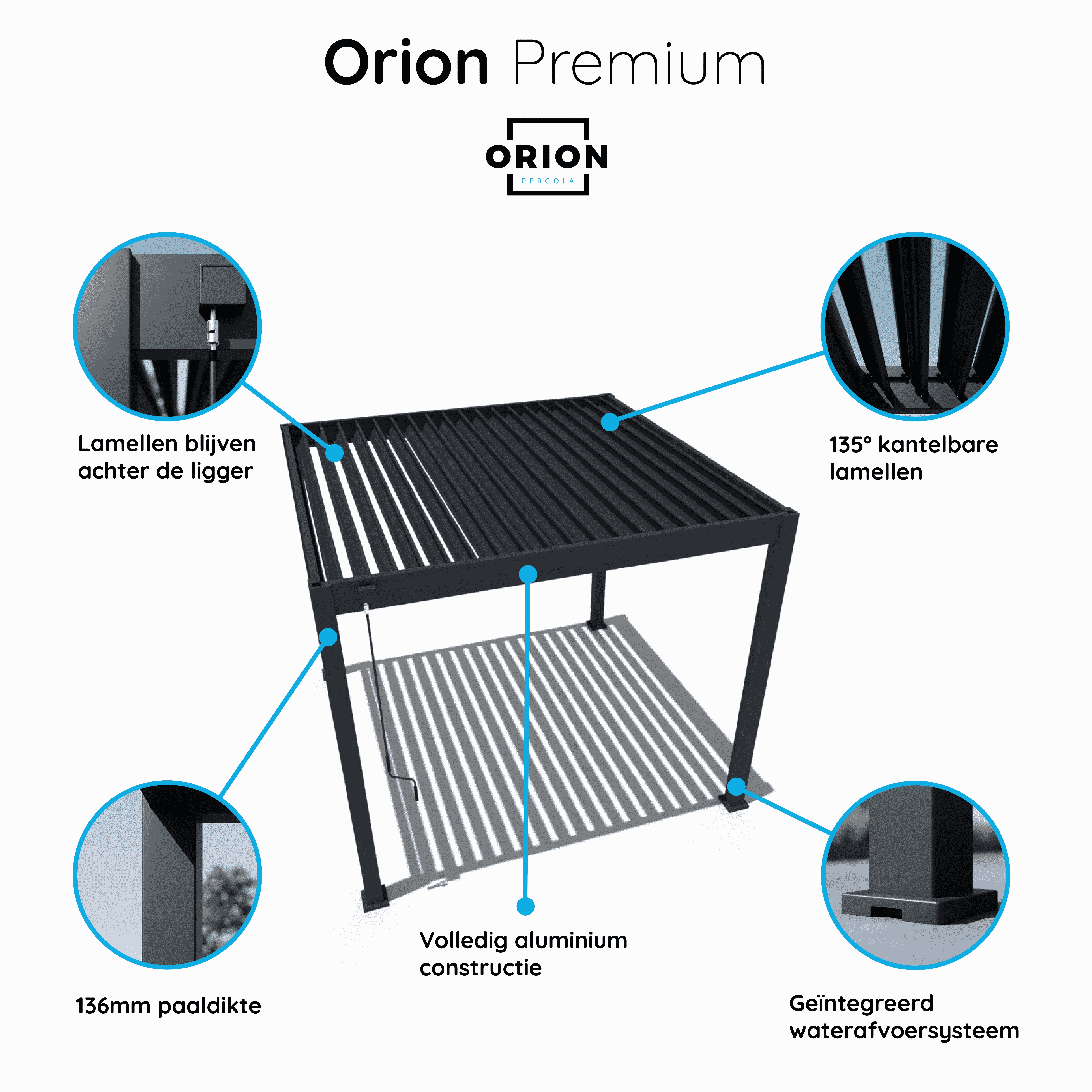 Orion Premium 400 x 800 cm overkapping - Antraciet