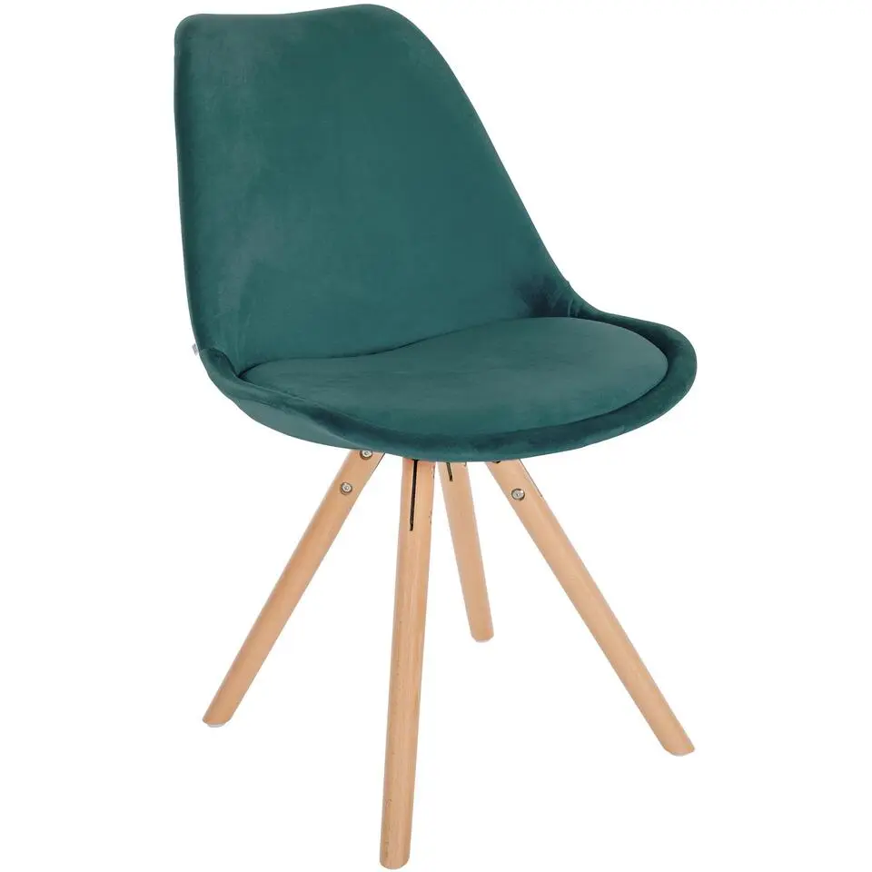 CLP Eetkamerstoel Sofia natura (ronde) Frame - Fluweel - groen
