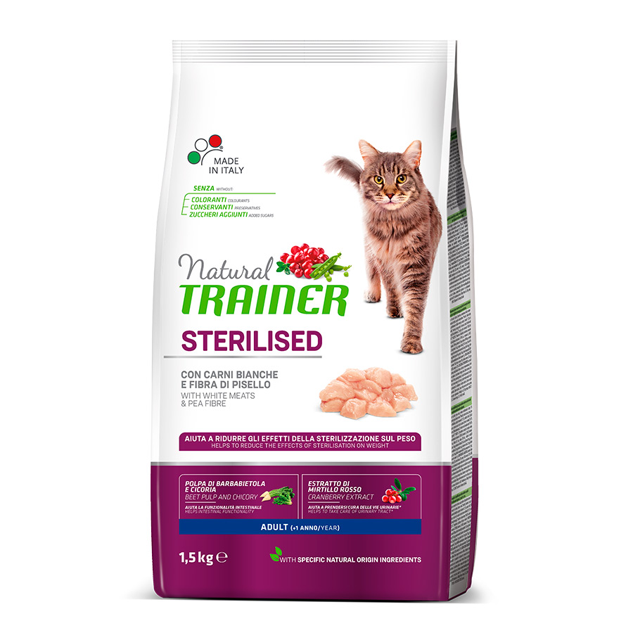 Alimento esterilizado Natural Trainer para gatos