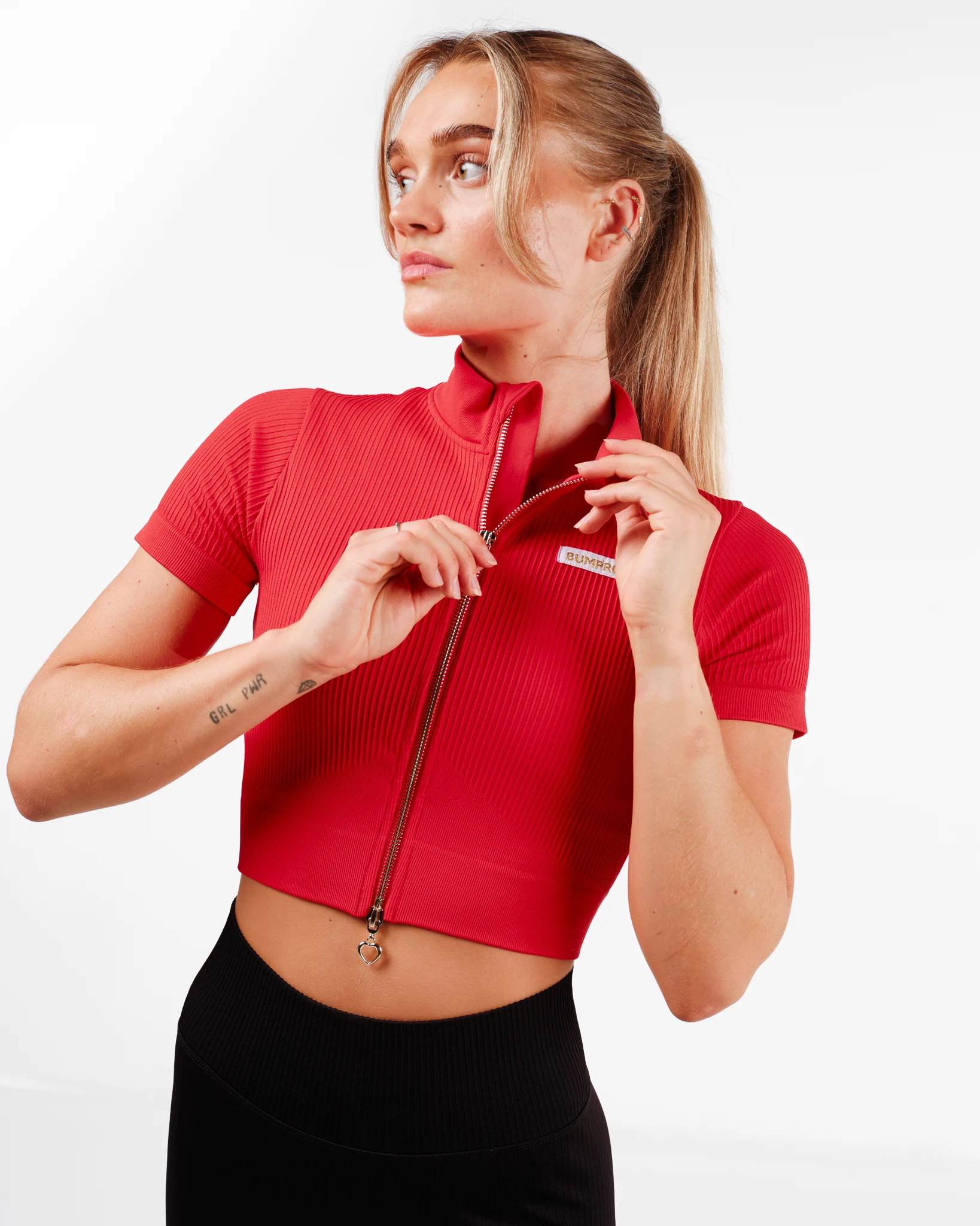Bumpro Perfect Wide Rib Zip Tee Red Love