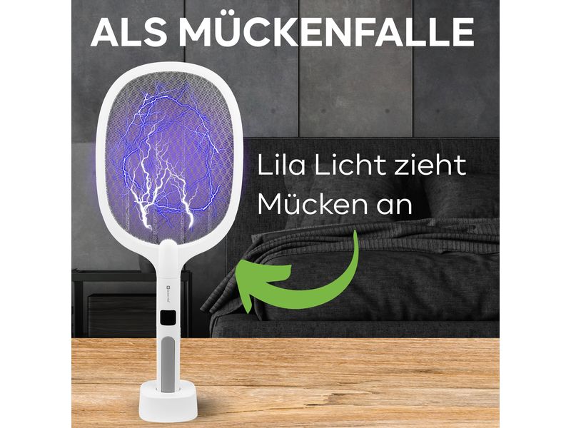 Quick Aid Elektrische Fliegenklatsche mit Display 1 Stück Effektive Fliegenklatsche