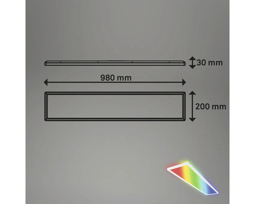 Dimbaar LED-paneel 36W 4800 lm 4000 K RGBW kleurveranderend 20x98 cm slank wit + achtergrondverlichtingseffect + afstandsbediening