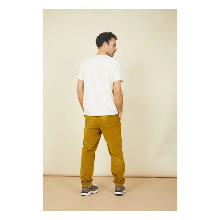 SMALLABLE BASICS Pantalon Homme Elastiqué à la Taille en Velours Côtelé | Vert olive