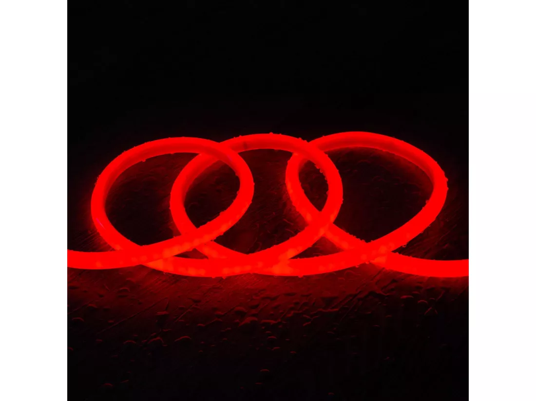 Ruban Néon LED Dimmable 220V AC Circulaire SFLEX14 IP65 sur Mesure coupe tous les 100 cm Rouge 1 m