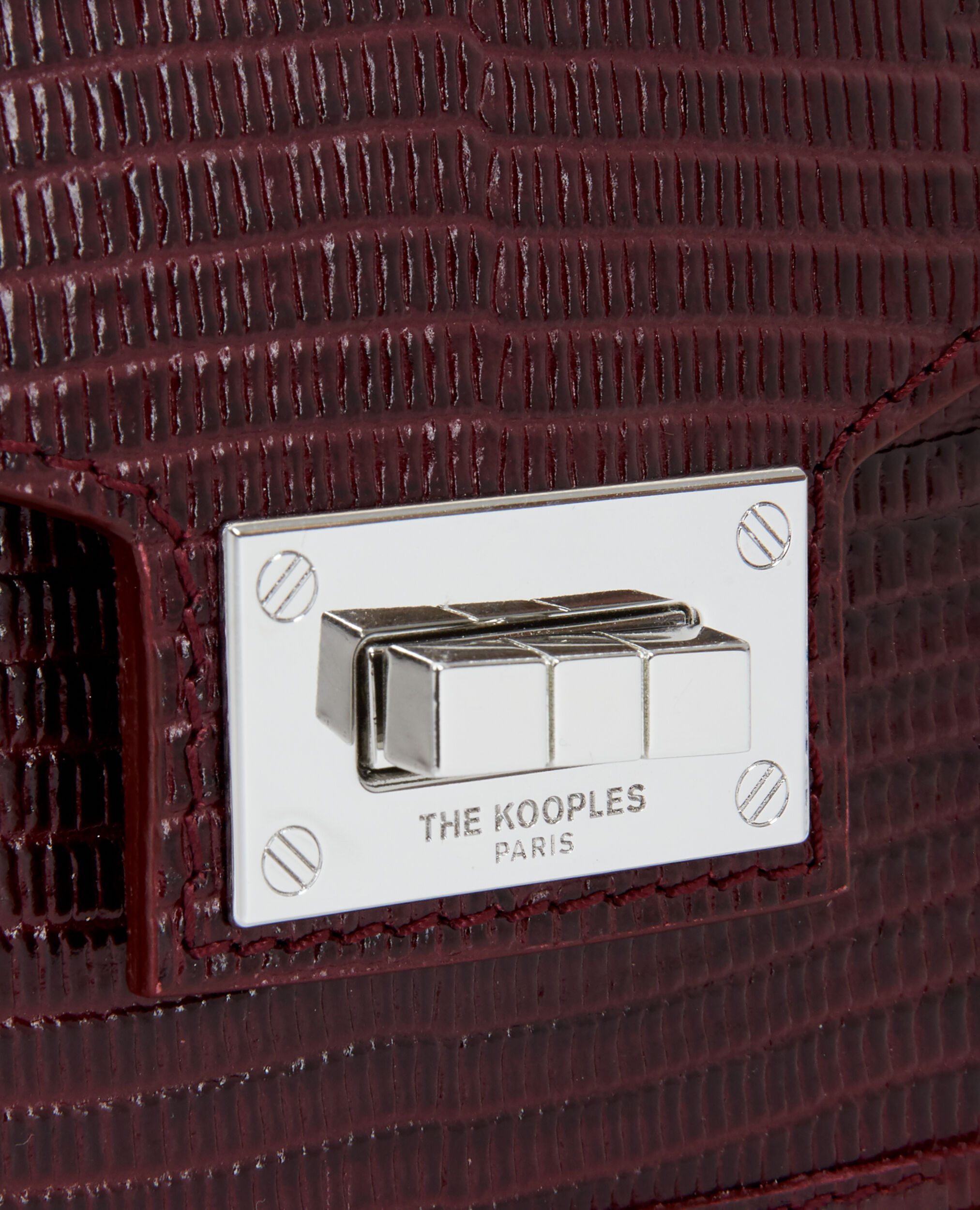 Sac Emily small en cuir bordeaux effet lézard