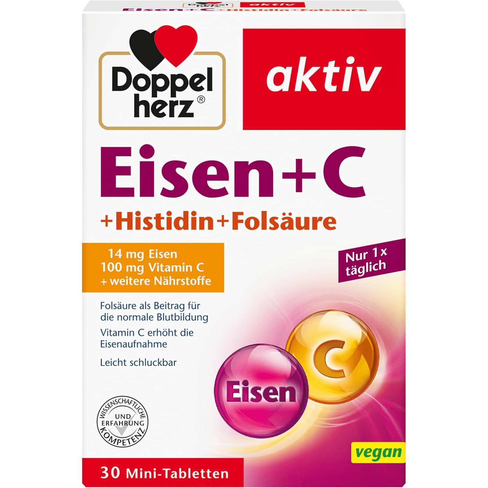 Eisen + C + Histidin + Folsäure (30 Tabletten)