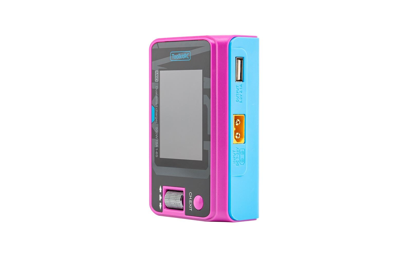 Dual-Ladegerät M6D Hawaii-Pink, 1-6S, 500WLadegerät mit Doppelkanal und hoher Leistungsdichte