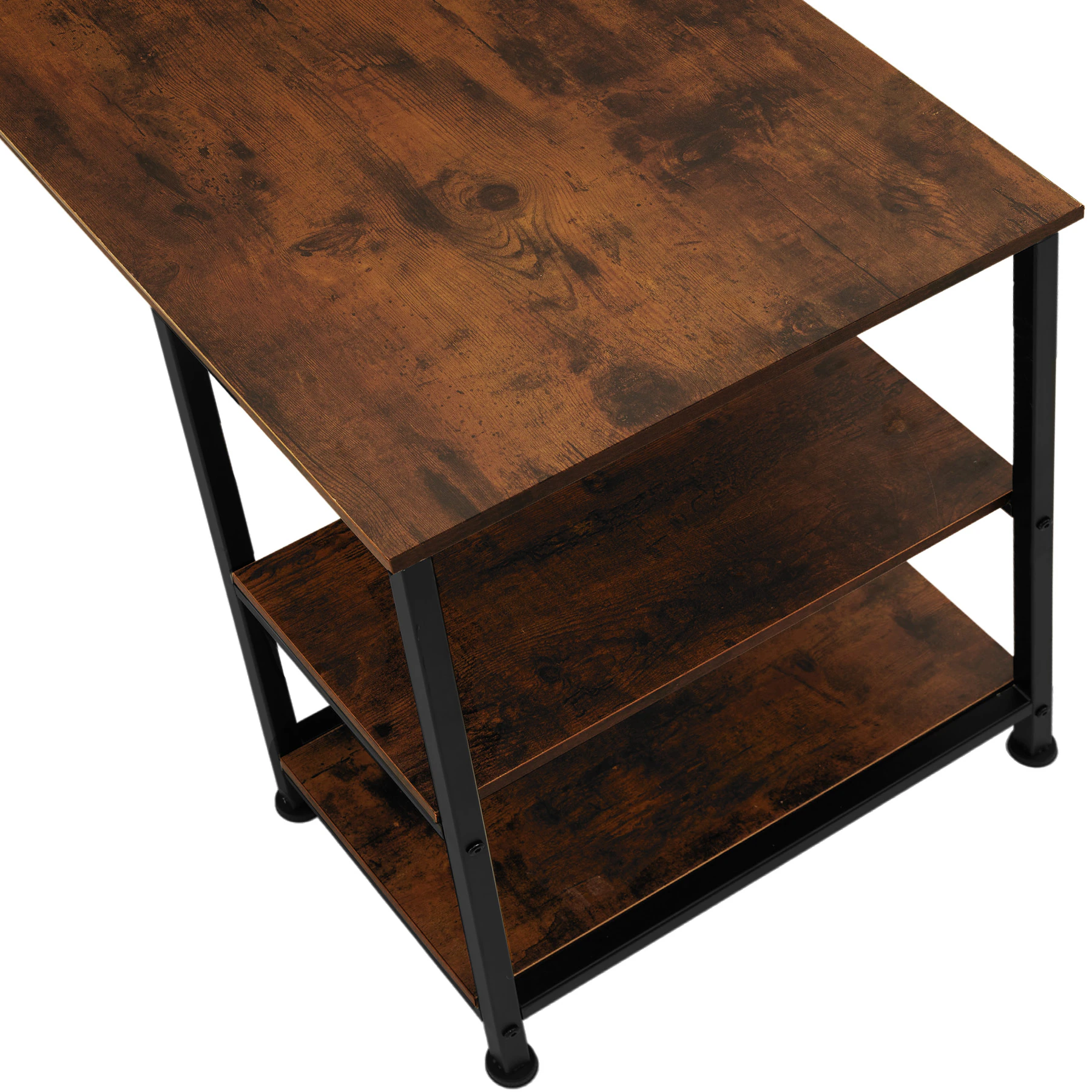 tectake® Computer-Schreibtisch, Industrial Style, 2 Seitenregale mit je 2 Ablagefächern, 137 x 55 x 75 cm