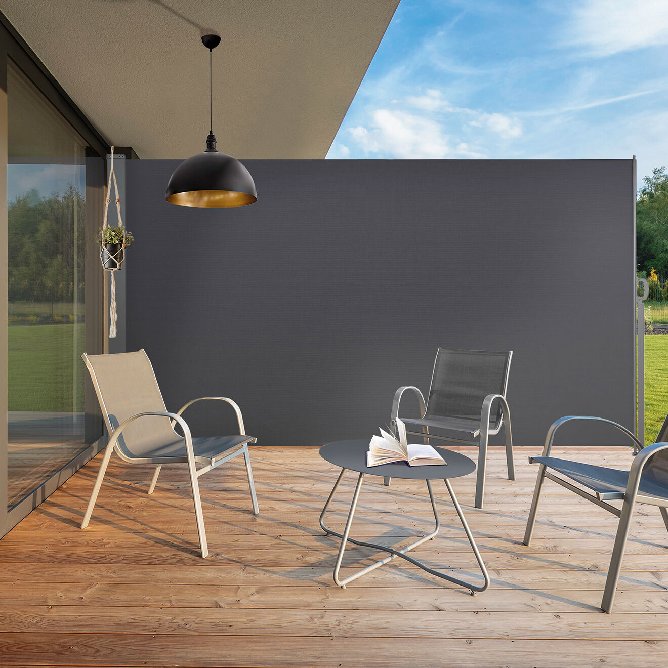 Pratik Garden Paravent retractable anthracite - 1.4x2.5 m