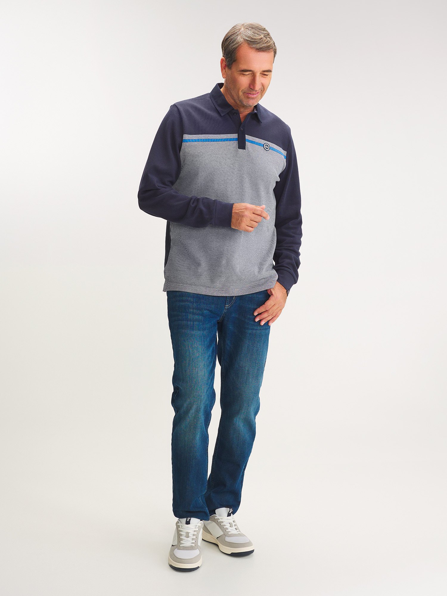 Polo Homme Chaud Manches Longues Marine