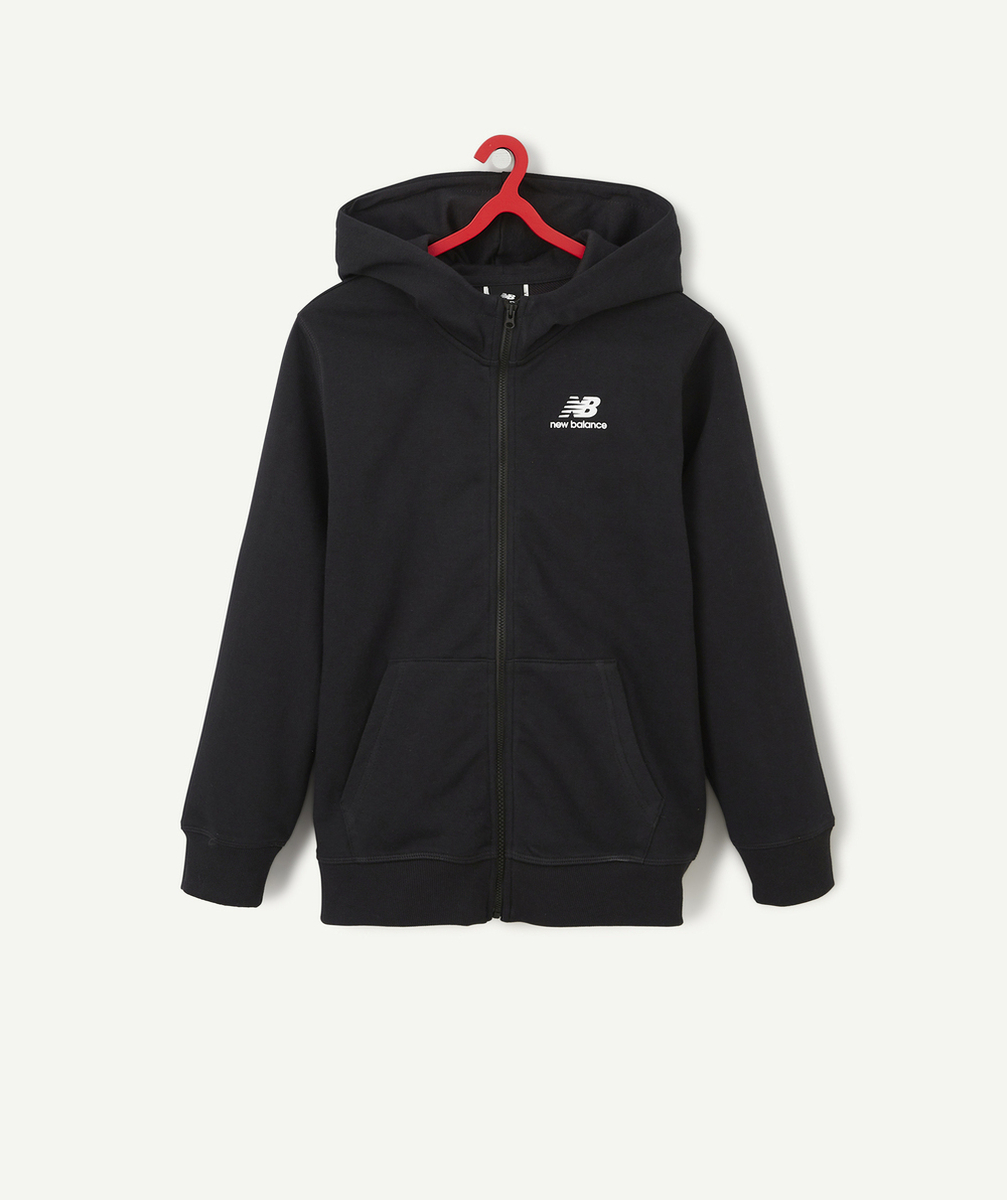 NEW BALANCESWEAT À CAPUCHE ESSENTIALS STACKED GARÇON NOIR AVEC ZIP