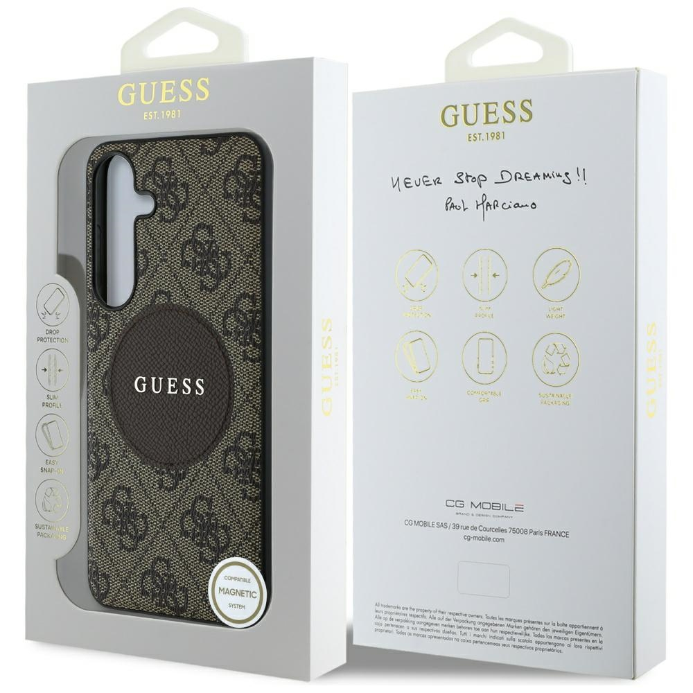 Samsung Galaxy S25 Leder Hardcase Hülle 4G Round Patch Logo MagSafe-Modul (GUHMS25SP4PGRSGW) - Braun