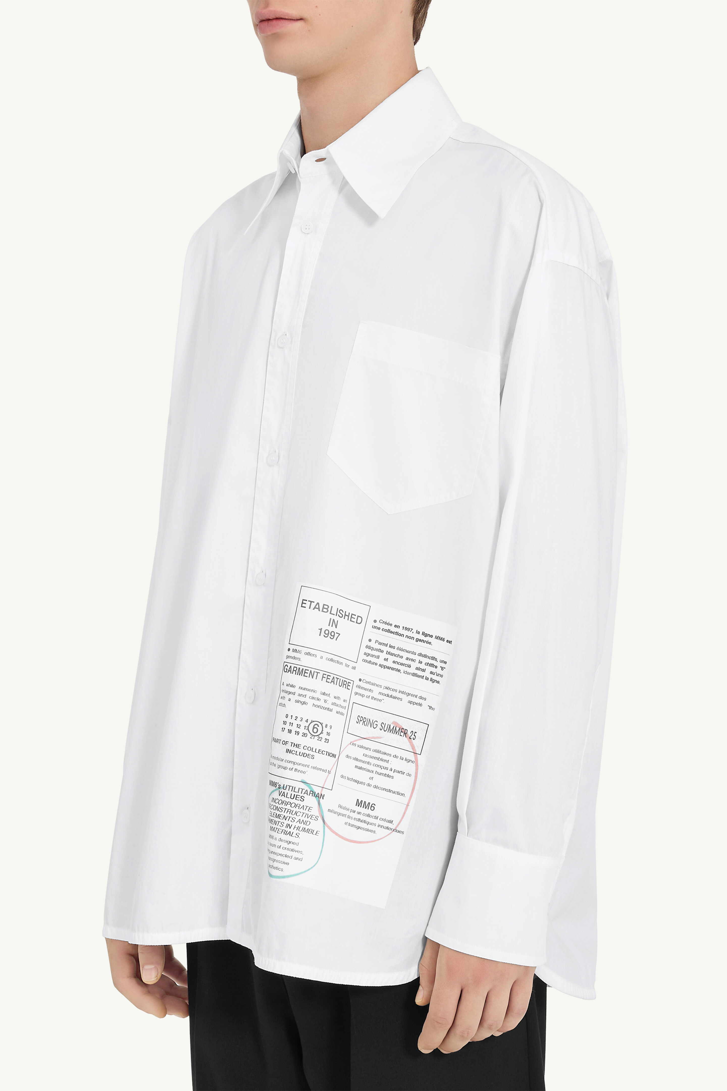 White Cotton Printed Shirt